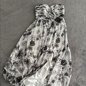 Black and White Strapless Sundress for Prom